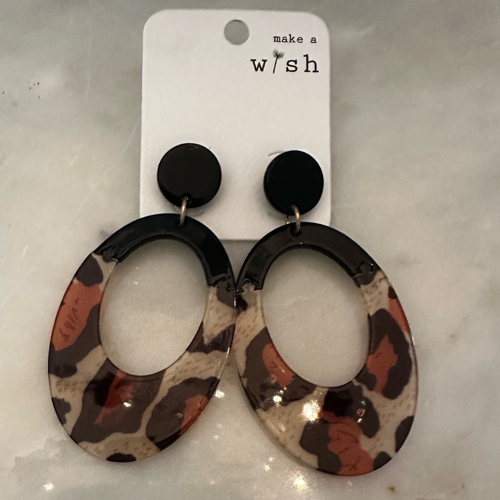 Black And Brown Oval Earrings